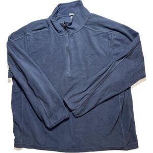 Teal Blue Green Fleece Quarter (1/4) Zip Pullover Sweater Mens Large Jacket Top